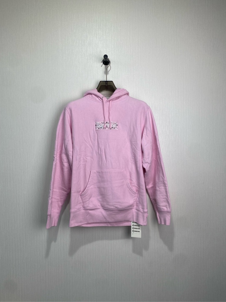 99新 Supreme 男/M/腰果花Boxlogo粉色卫衣/2379/SN2136