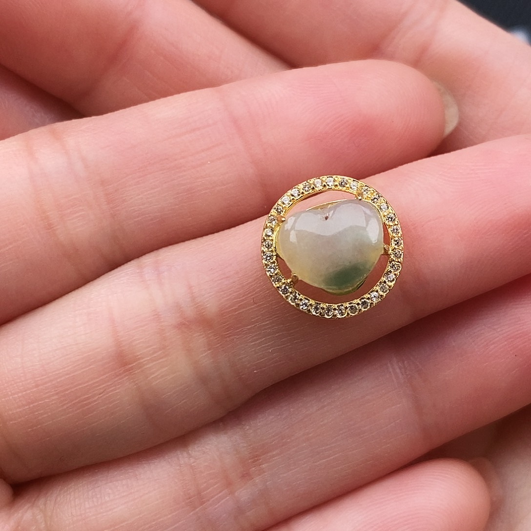 翡翠颈饰银S925镶嵌爱心