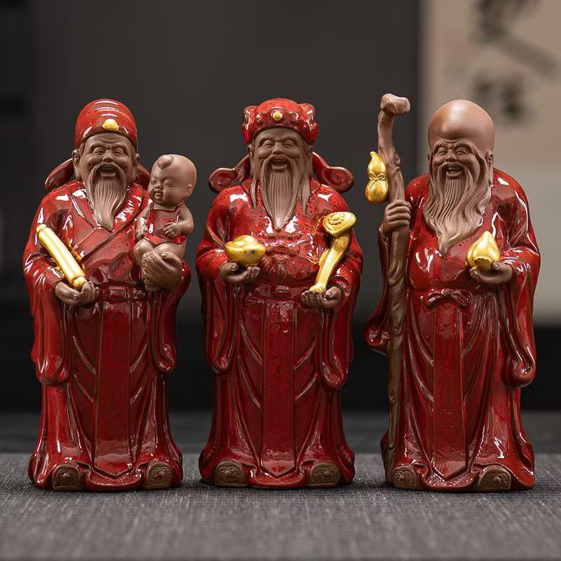 福禄寿星摆件喜财神爷招财风水家居玄关送长辈祝寿礼品