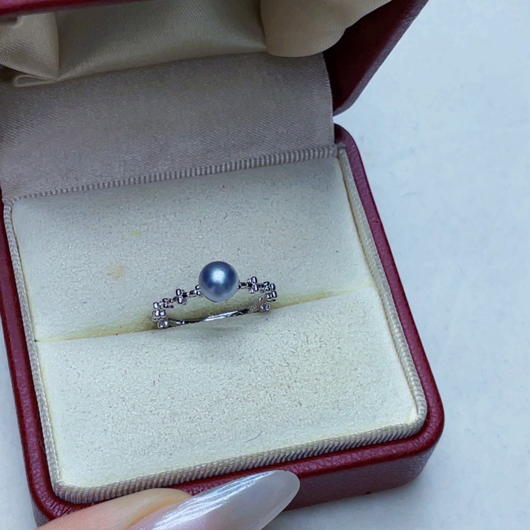 小****海水珍珠戒指银S925镶嵌