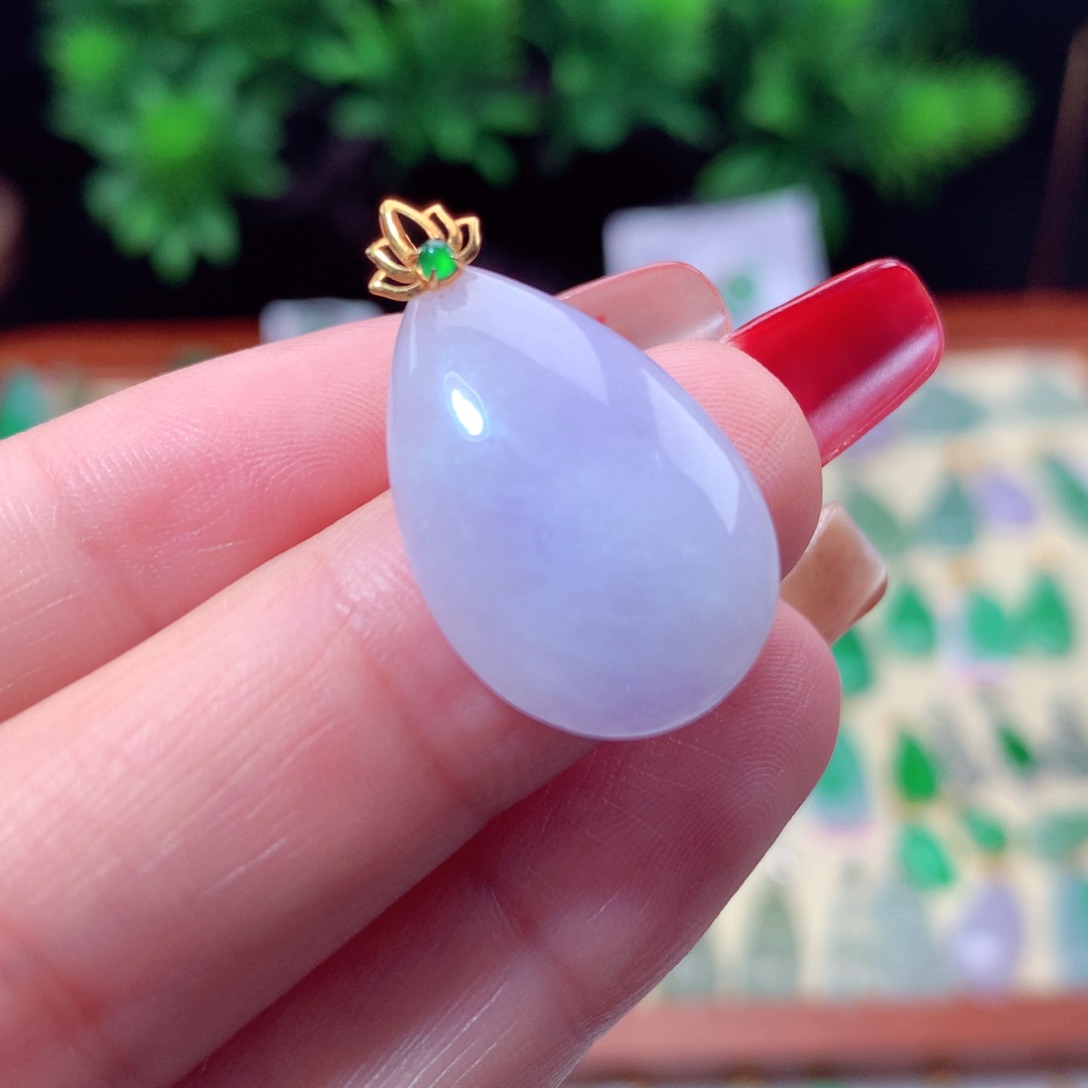 翡翠吊坠(不含链)18K金镶嵌