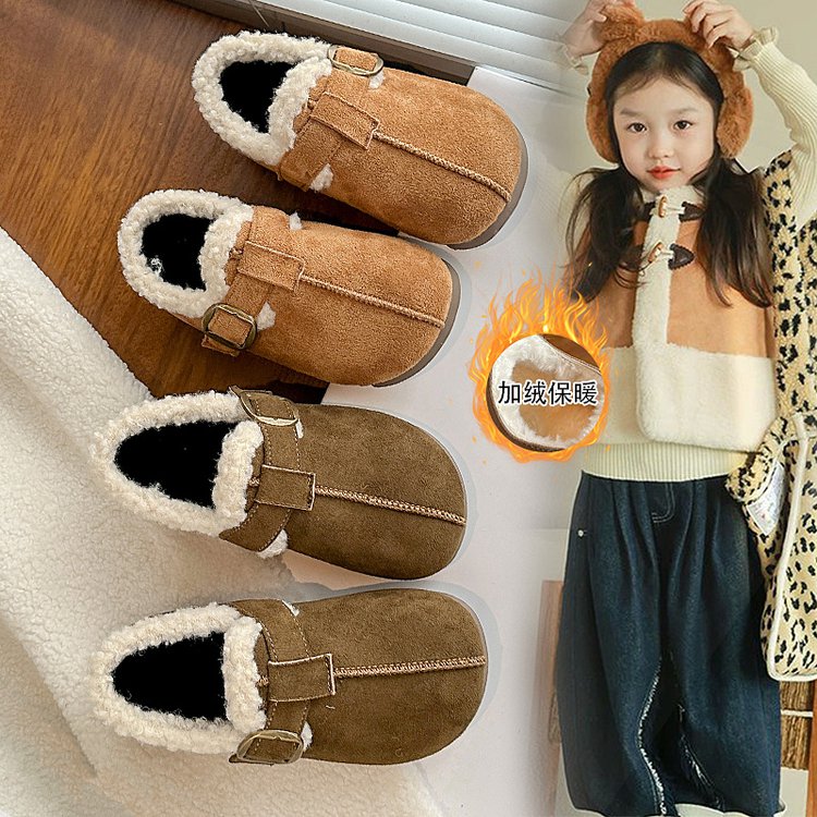 魔术贴男女童勃肯鞋加绒鞋子2025冬季新款复古二棉