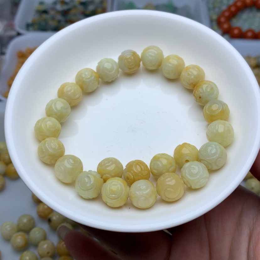 【闪购商品】翡翠手链未镶嵌卡10金钱回纹龙珠10颗