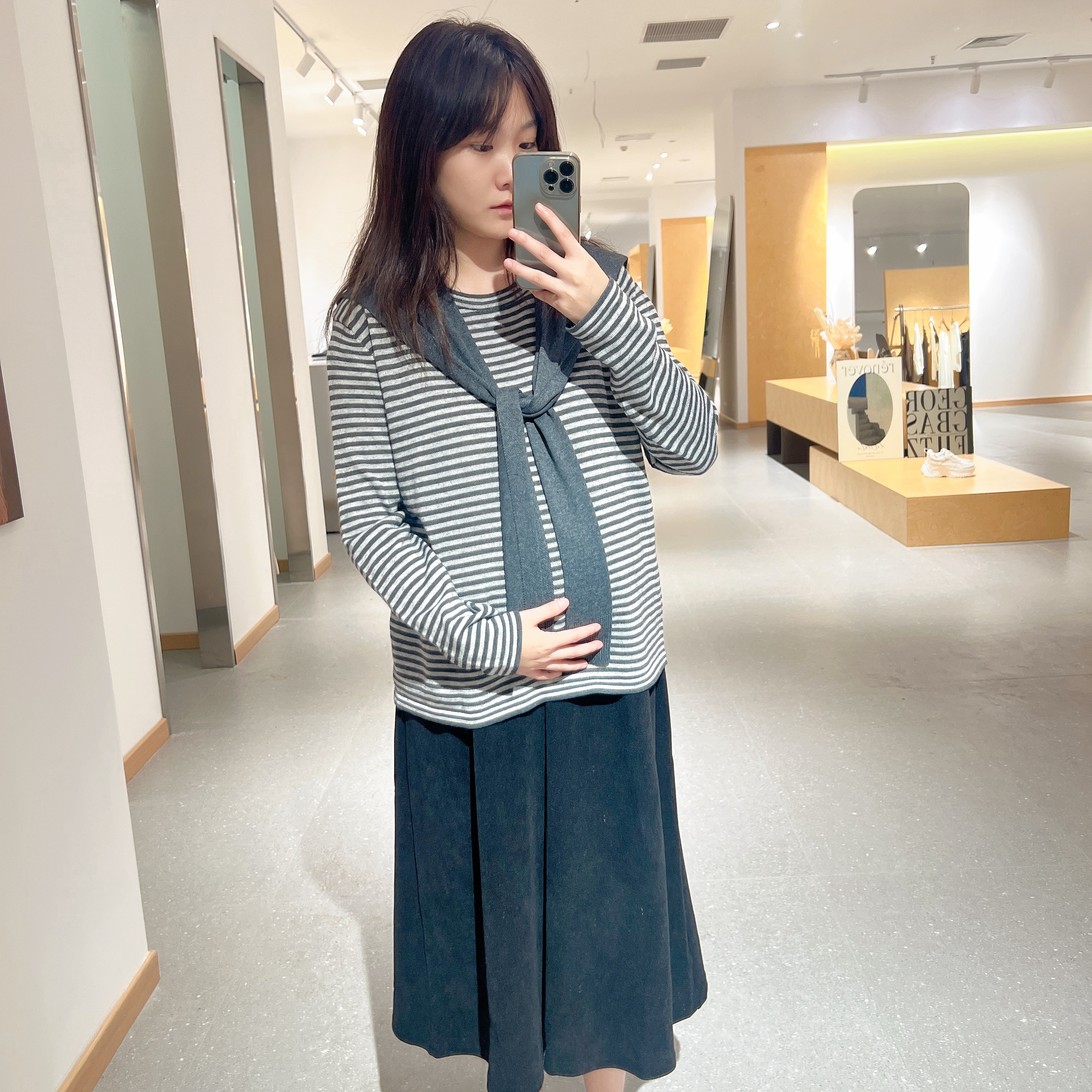 【实体店品质◎百搭王】孕妇木棉绒软糯舒适半身裙百褶裙A字裙