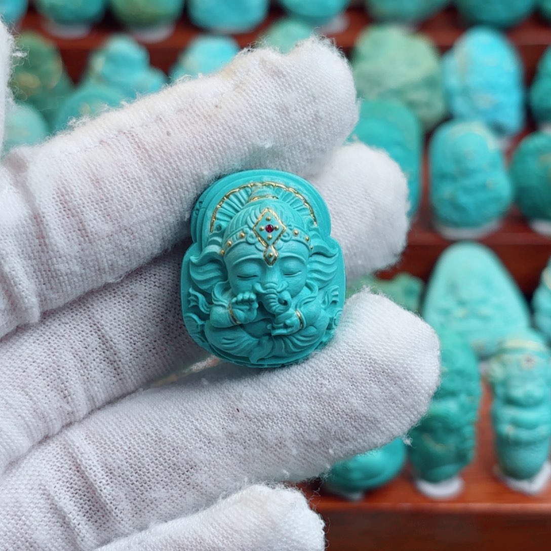 未镶嵌绿松石珠宝奇石兔**条