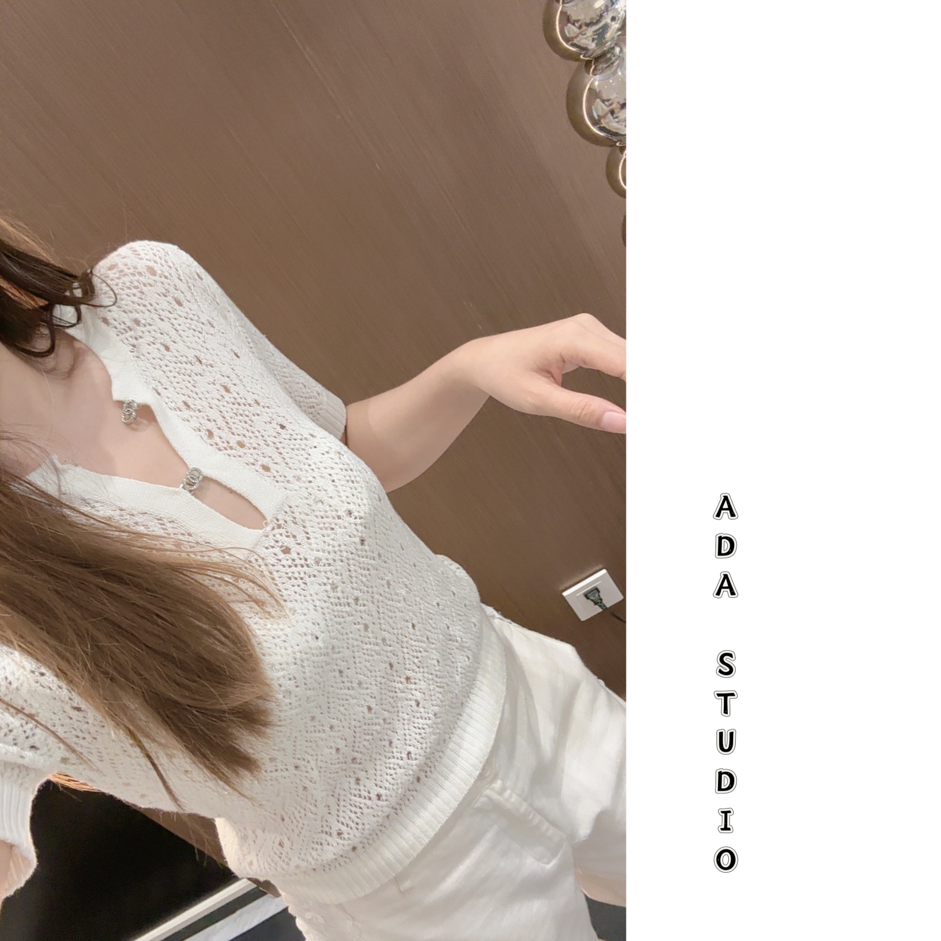 Ada定制【浪漫小香】小香风薄款针织短袖女新款夏季高级感镂空上衣