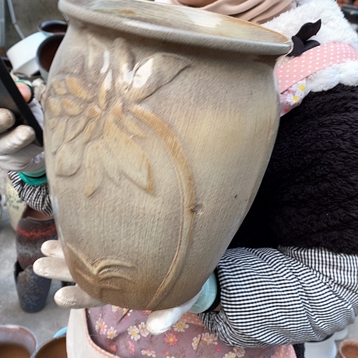 紫砂花盆瑕疵口20高25瑕疵