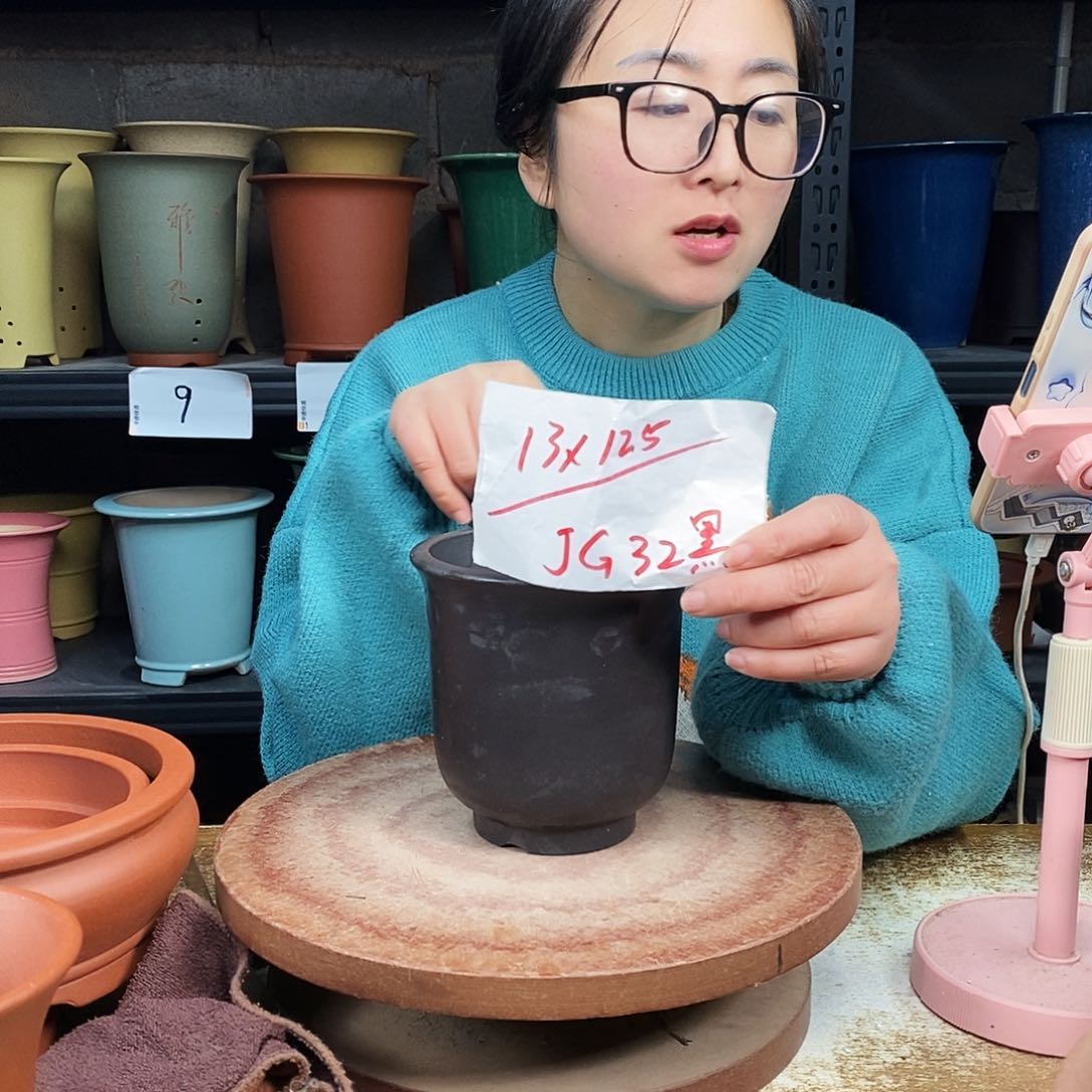 紫砂一只花盆货号JG32