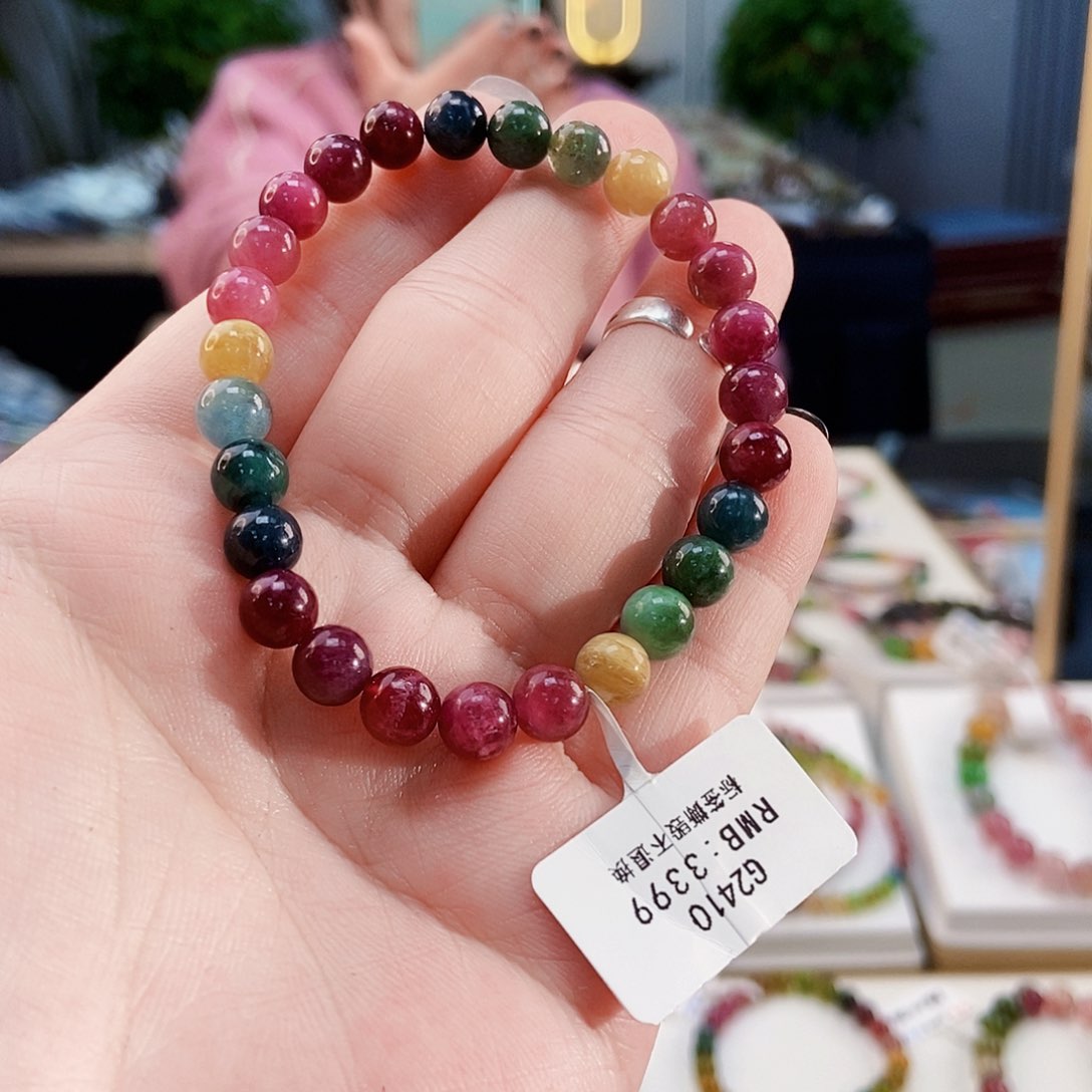 碧玺手链未镶嵌G2410单圈颜色微差发到