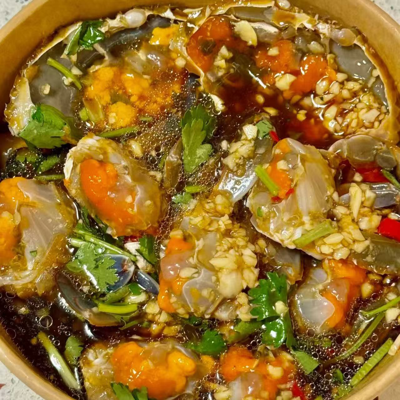 2桶共1000g 潮汕风味生腌蟹块蟹肉鲜嫩 顺丰冷链包邮到家