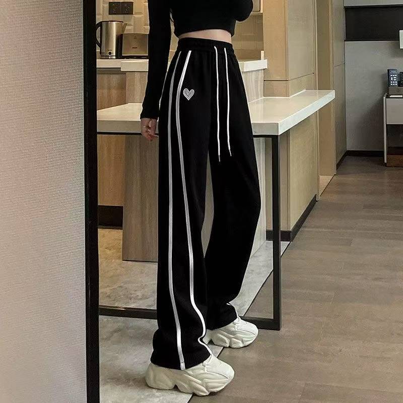 C48女士秋冬季及绒加厚直筒阔腿喇叭休闲裤