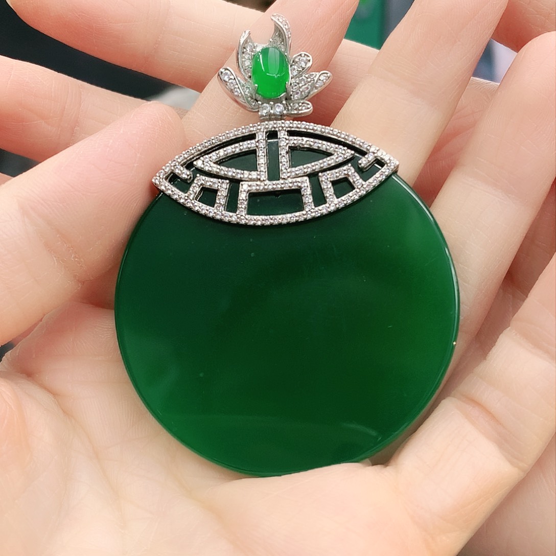 银S925镶嵌吊坠玛瑙/玉髓▃****ゥ