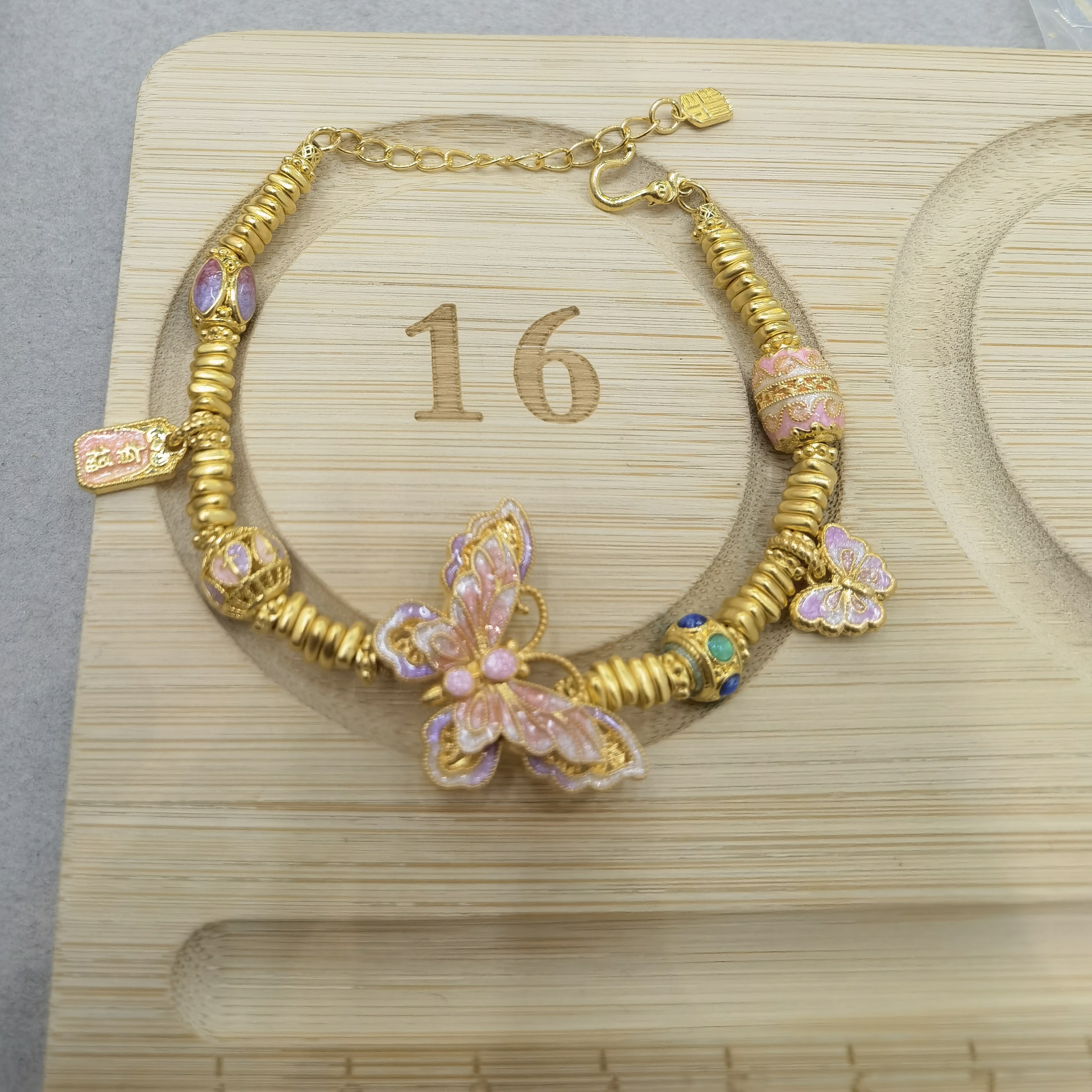 足金999 金蝶衔福精品寓意配件