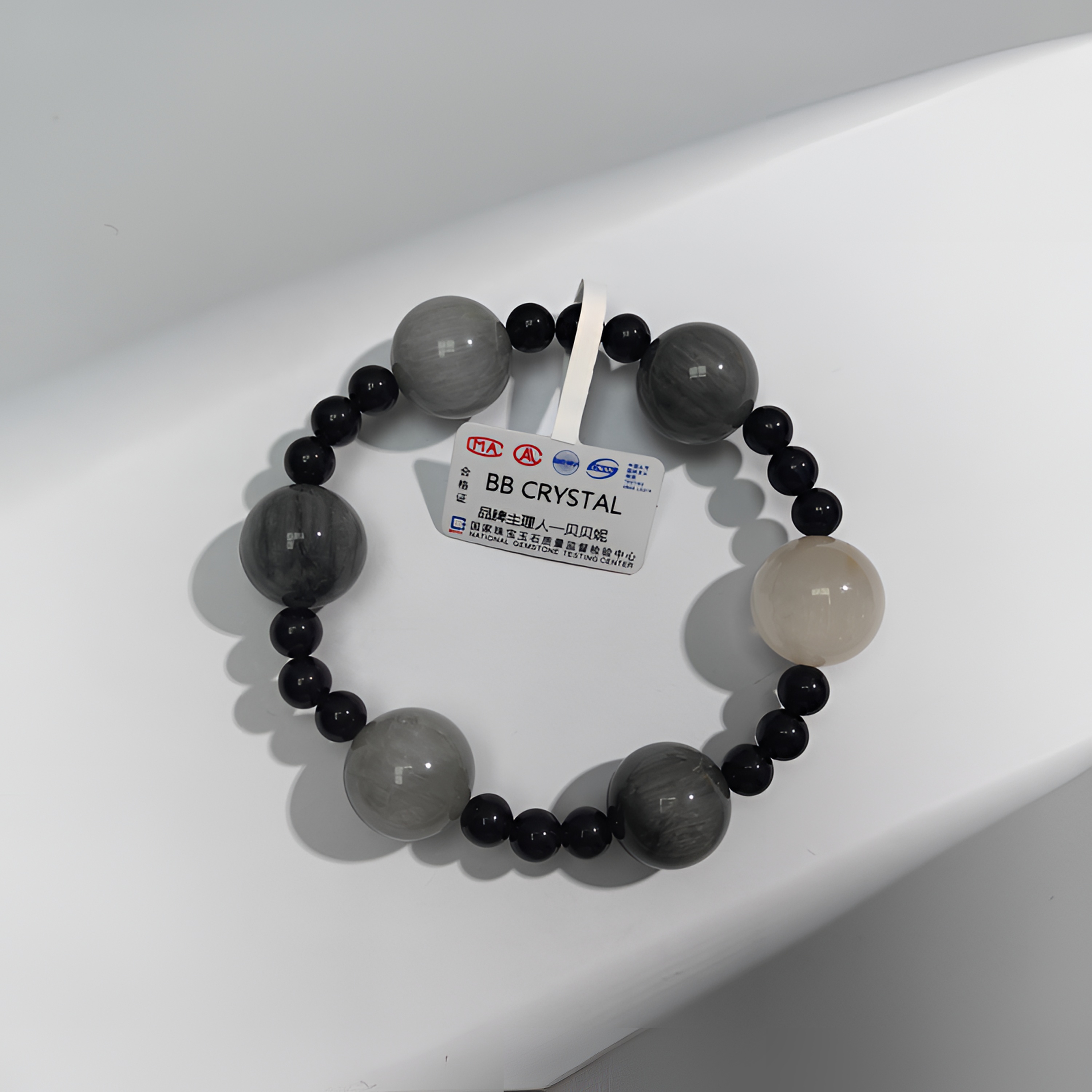 孤品[素描.兔毛]原创天然串珠设计款白兔毛灰兔毛