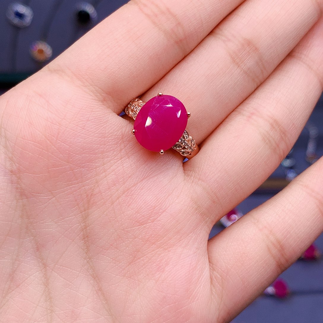 红宝石戒指银S925镶嵌
