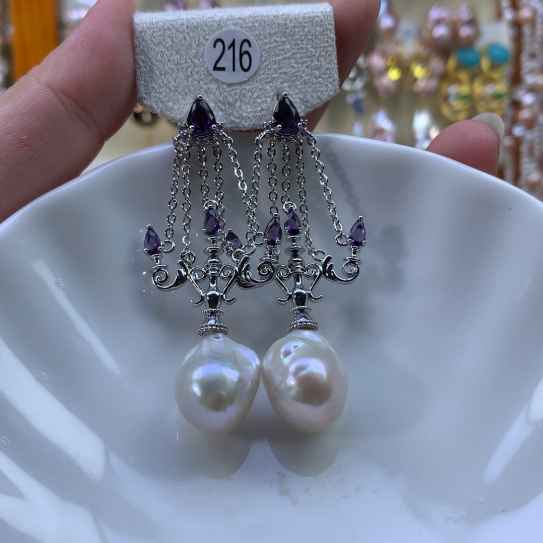 合金淡水珍珠耳环特价216号