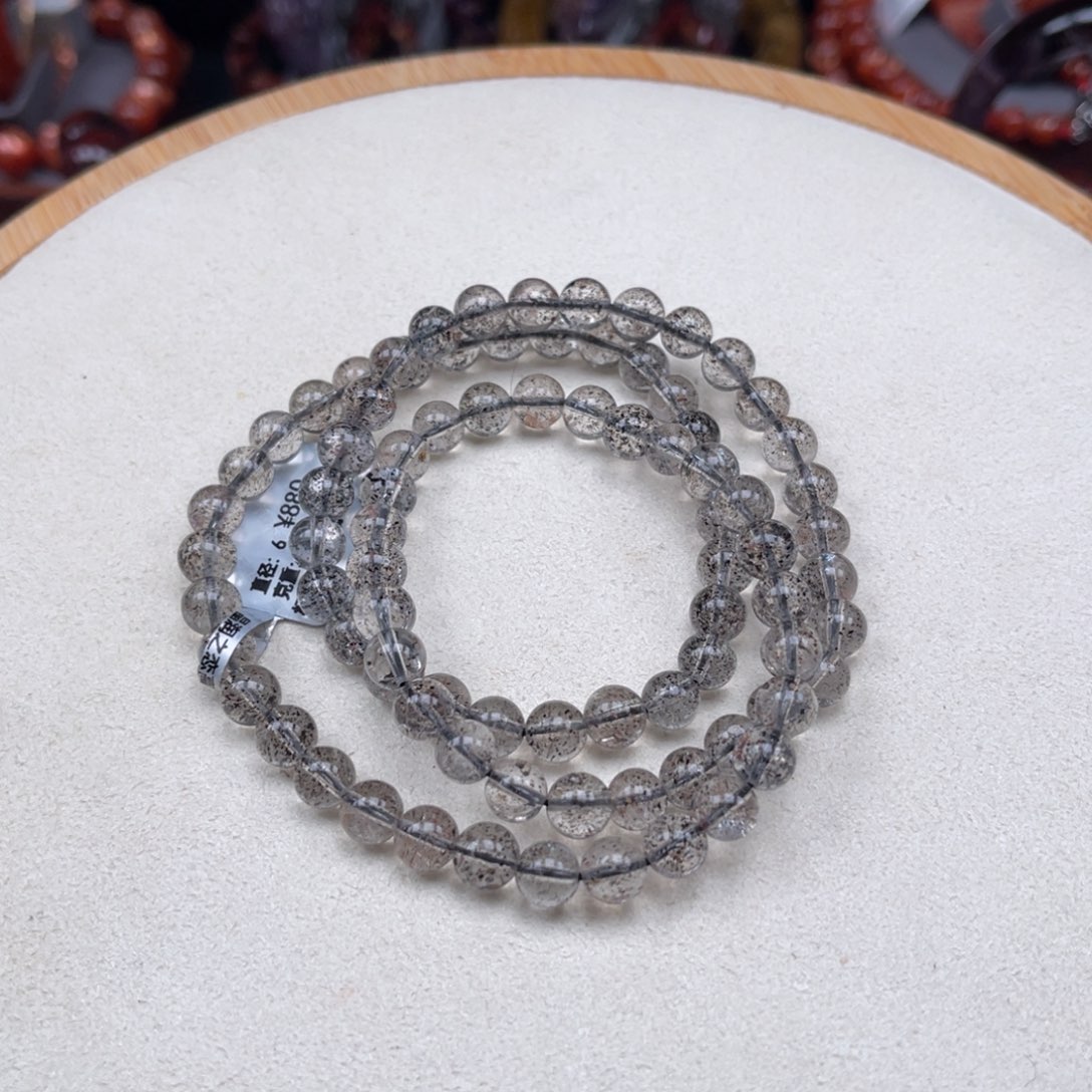 水晶手串未镶嵌毒液天然超七三圈 卡6 34.6g