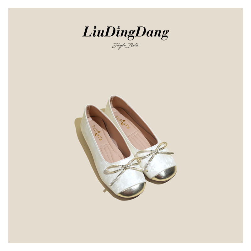 【刘叮咚女鞋】国风方头芭蕾舞鞋女2024款小众蝴蝶结浅口晚晚风鞋