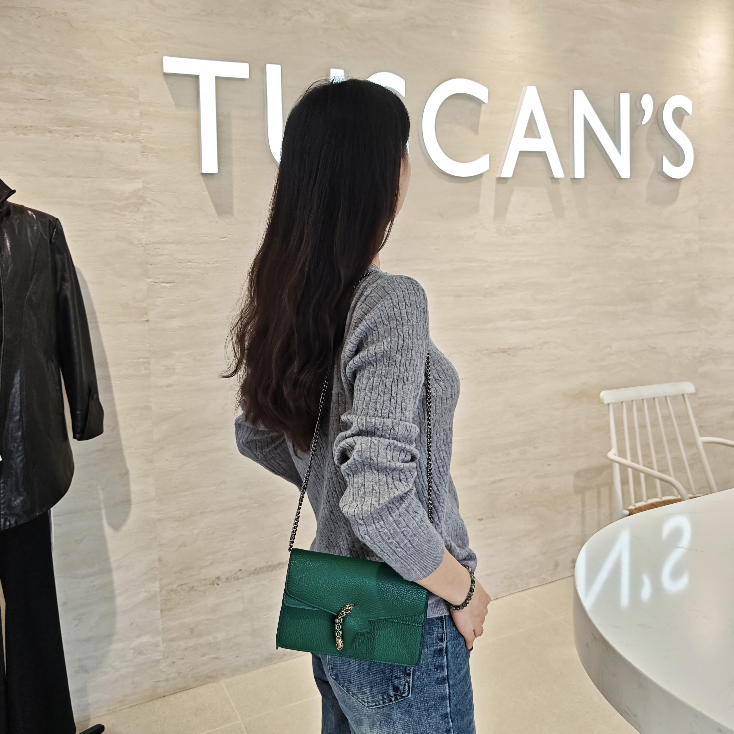 TUSCAN'S经典复古女士牛皮【G酒神】链条包气质单肩斜挎包双鱼女包