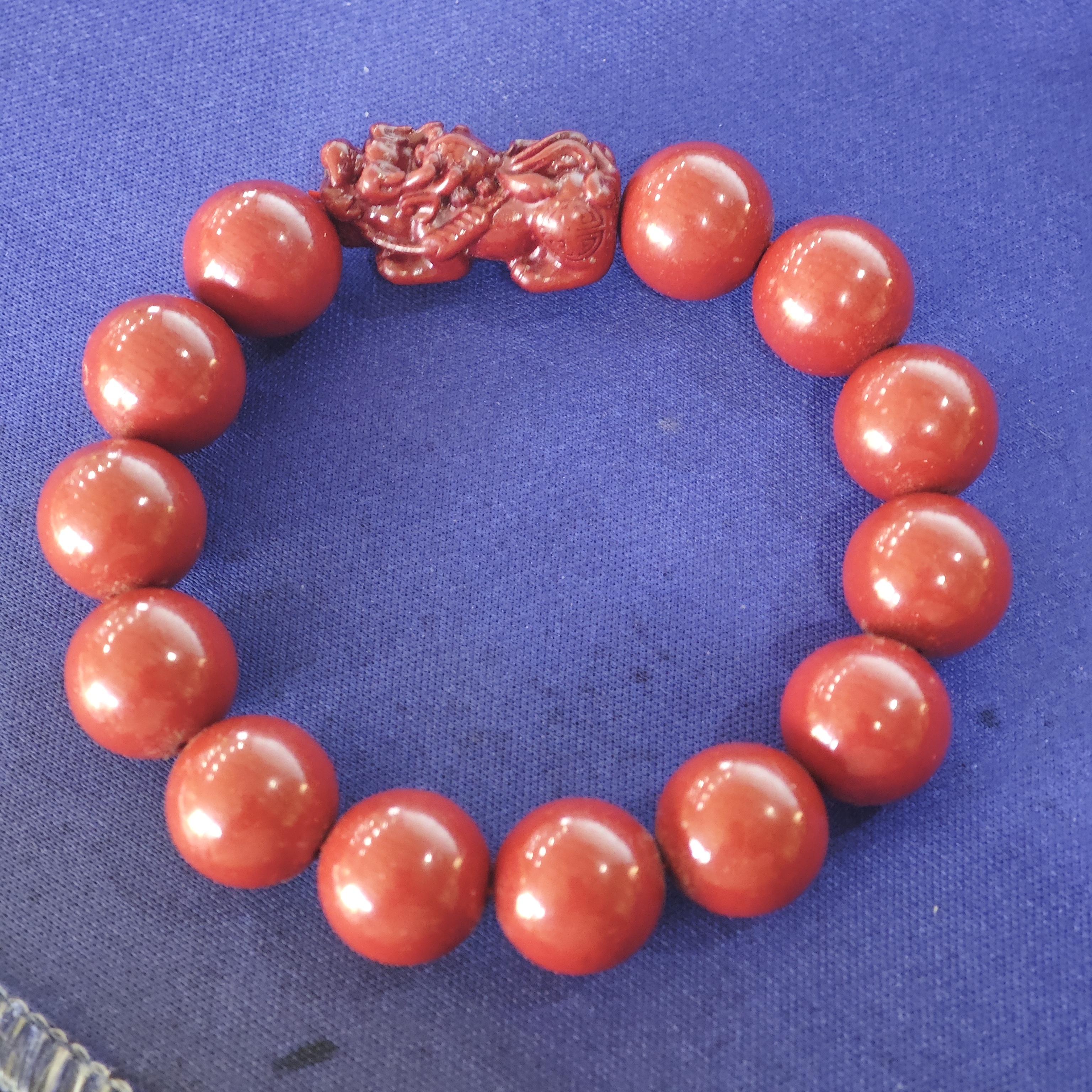 含辰砂工艺品W145 辰砂1.4cm单圈手串