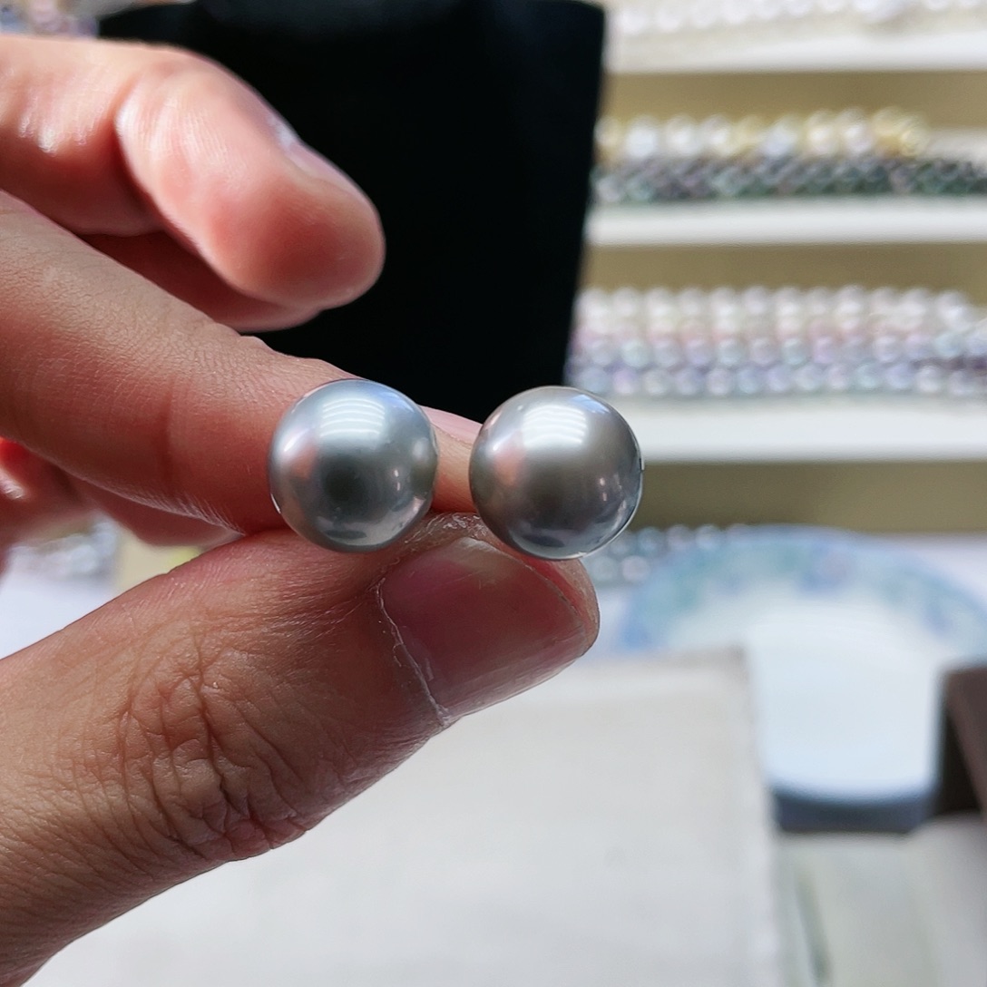海水珍珠耳饰银S925镶嵌