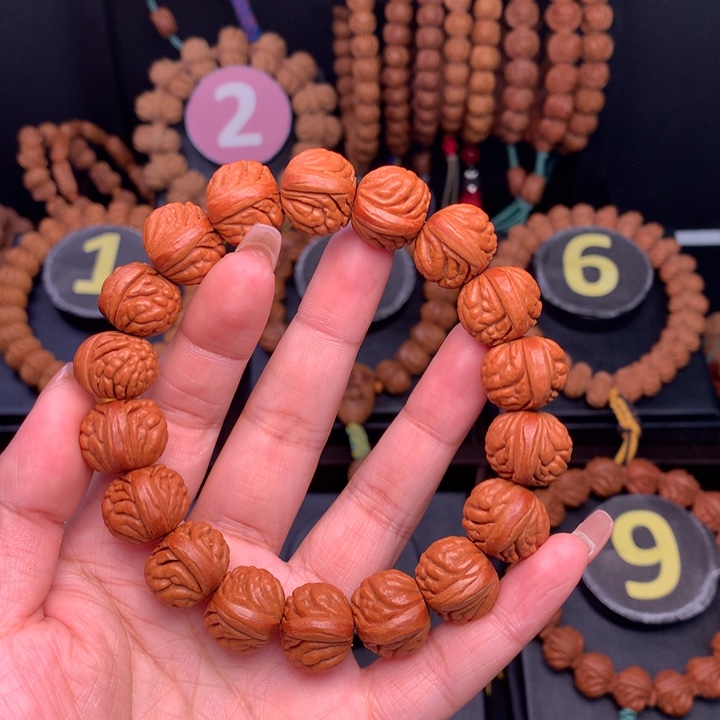 桃核吊坠石*1.7野生红皮荔枝手串