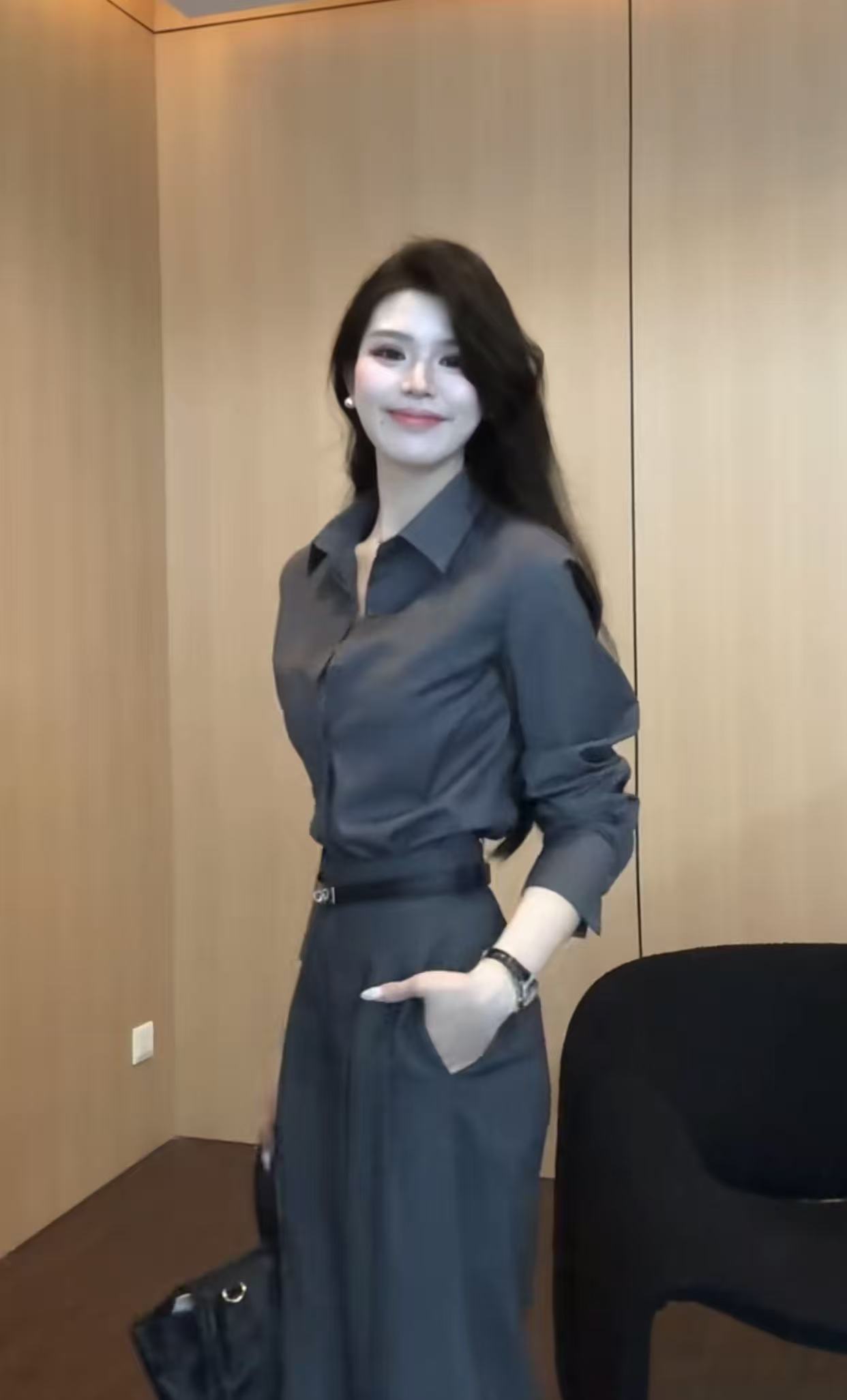 【月满星辰】高级感时尚气质百搭显瘦显瘦长袖衬衫0919款（不含腰带）