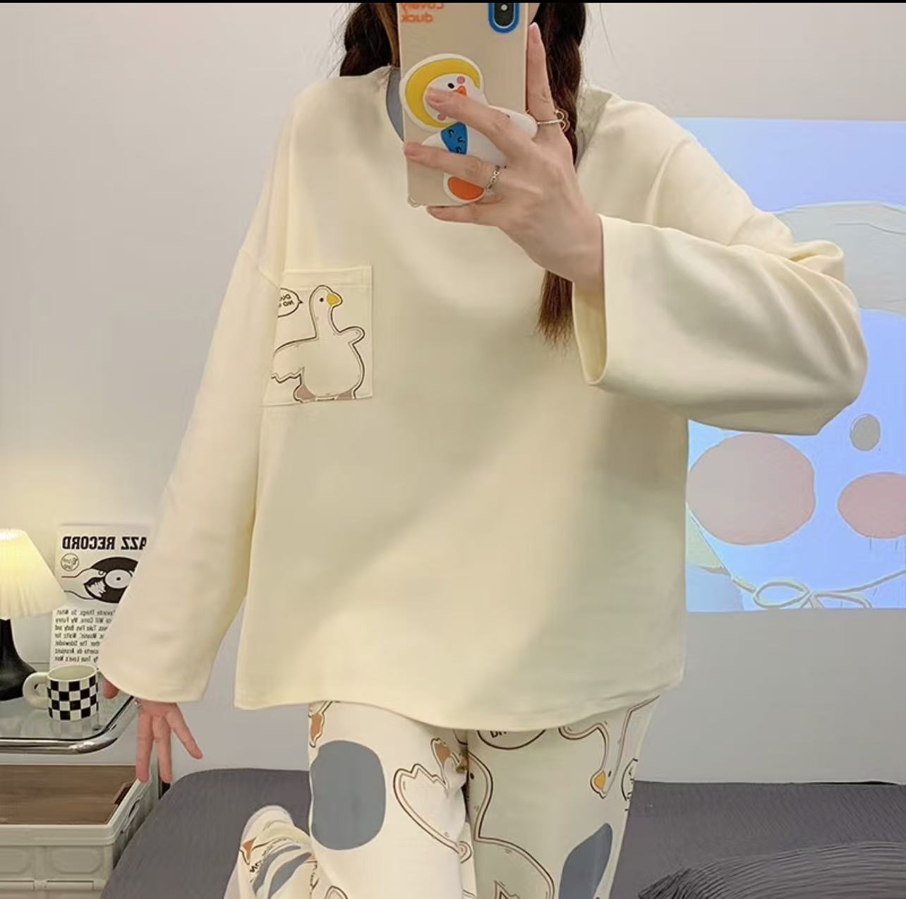 睡衣大码长袖休闲夏季学生卡通卡通宽松春夏薄款