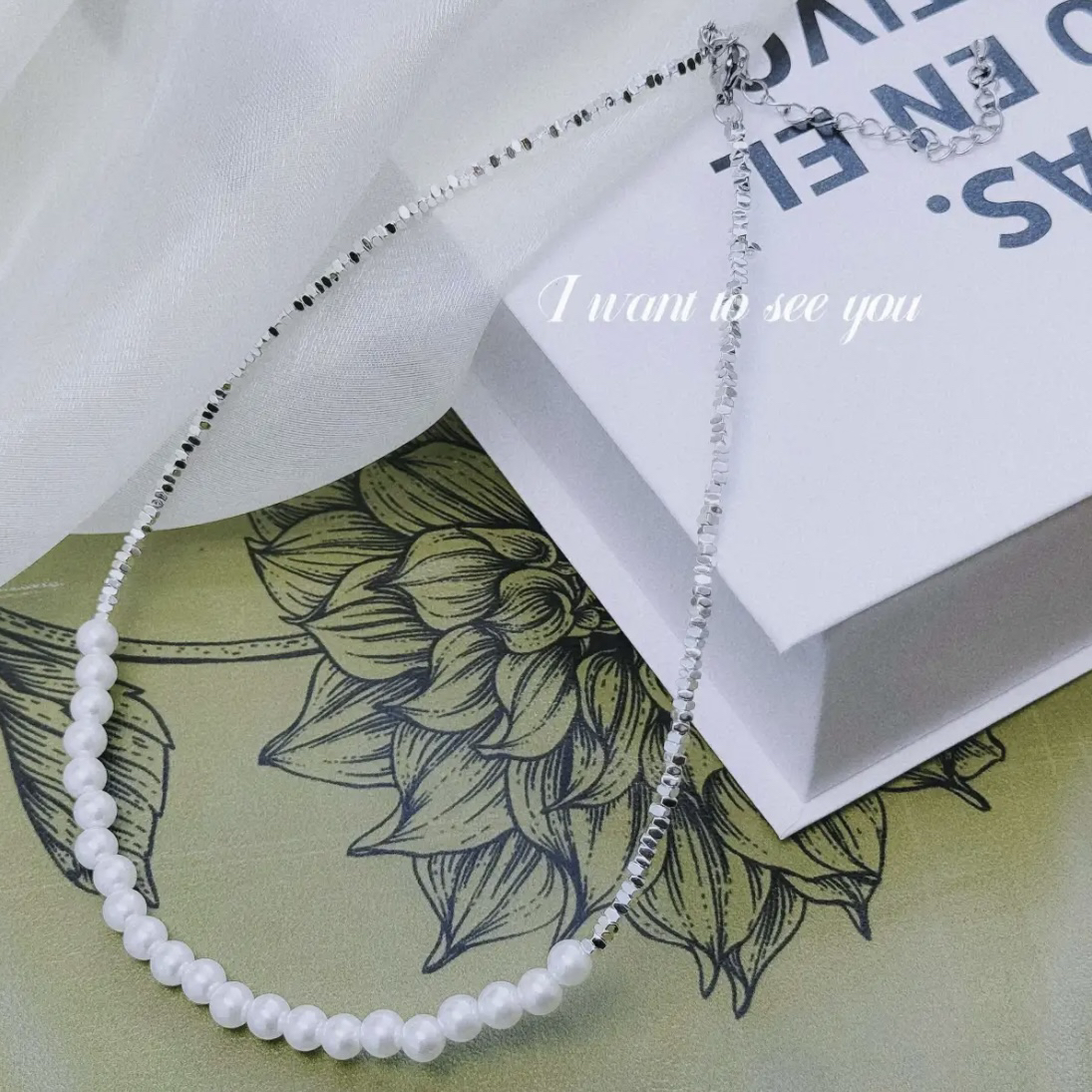 钛钢仿珍珠吊坠 【U.GLOW]中古vintage不规则珍珠项链气质锁骨链