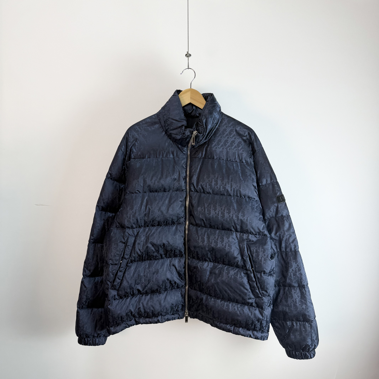 99新 DIOR/迪奥 蓝色满印字母徽标拉链羽绒服54码
