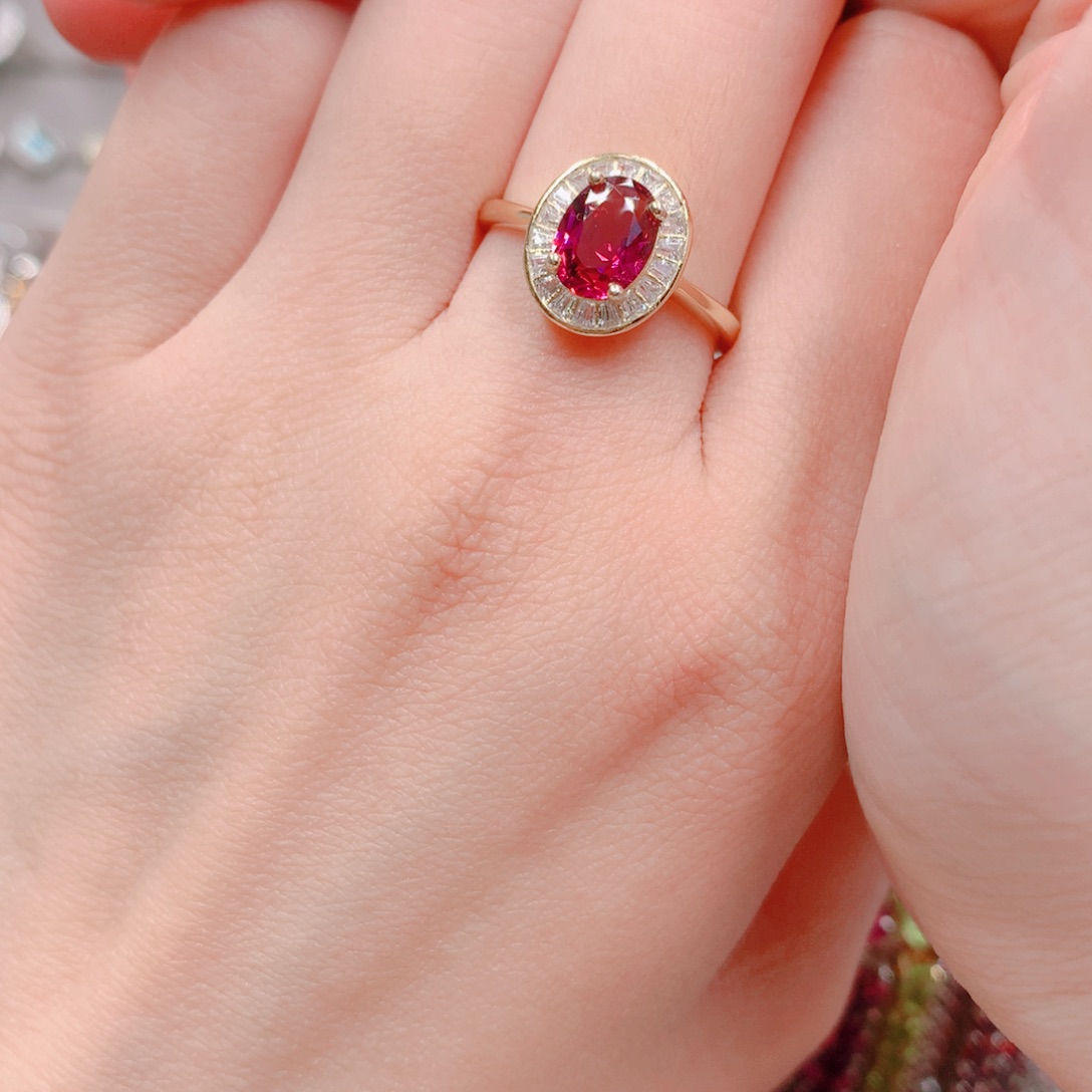 石榴石戒指银S925镶嵌