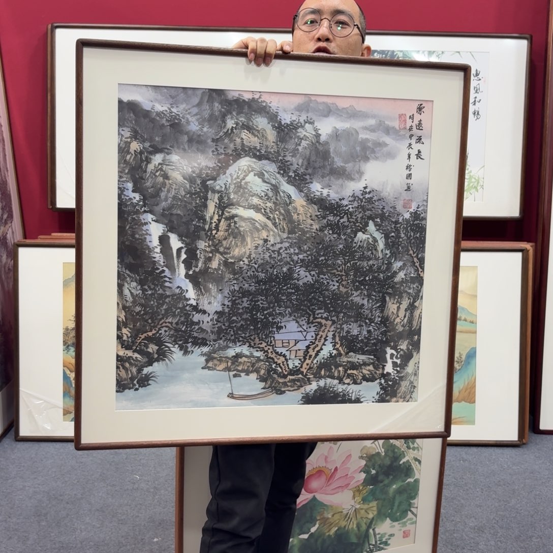 国画手绘作品带框80成80