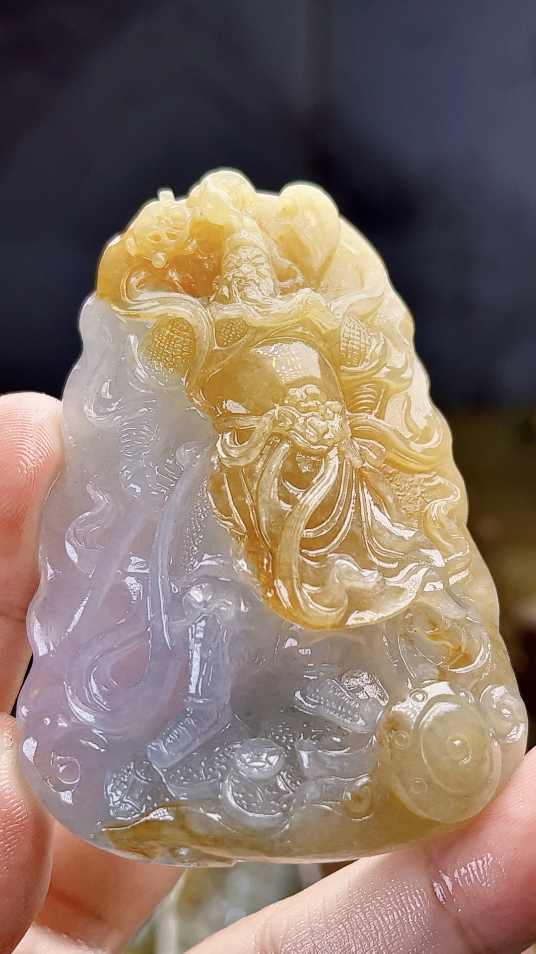 天然缅甸翡翠起冰感黄翡关公毛货买断需抛光尺寸69-49-16