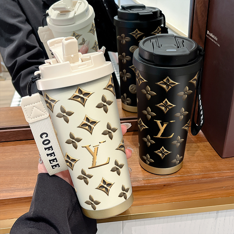 欧美奢华316不锈钢保温咖啡杯双饮便携女高颜值大牌随行吸管水杯