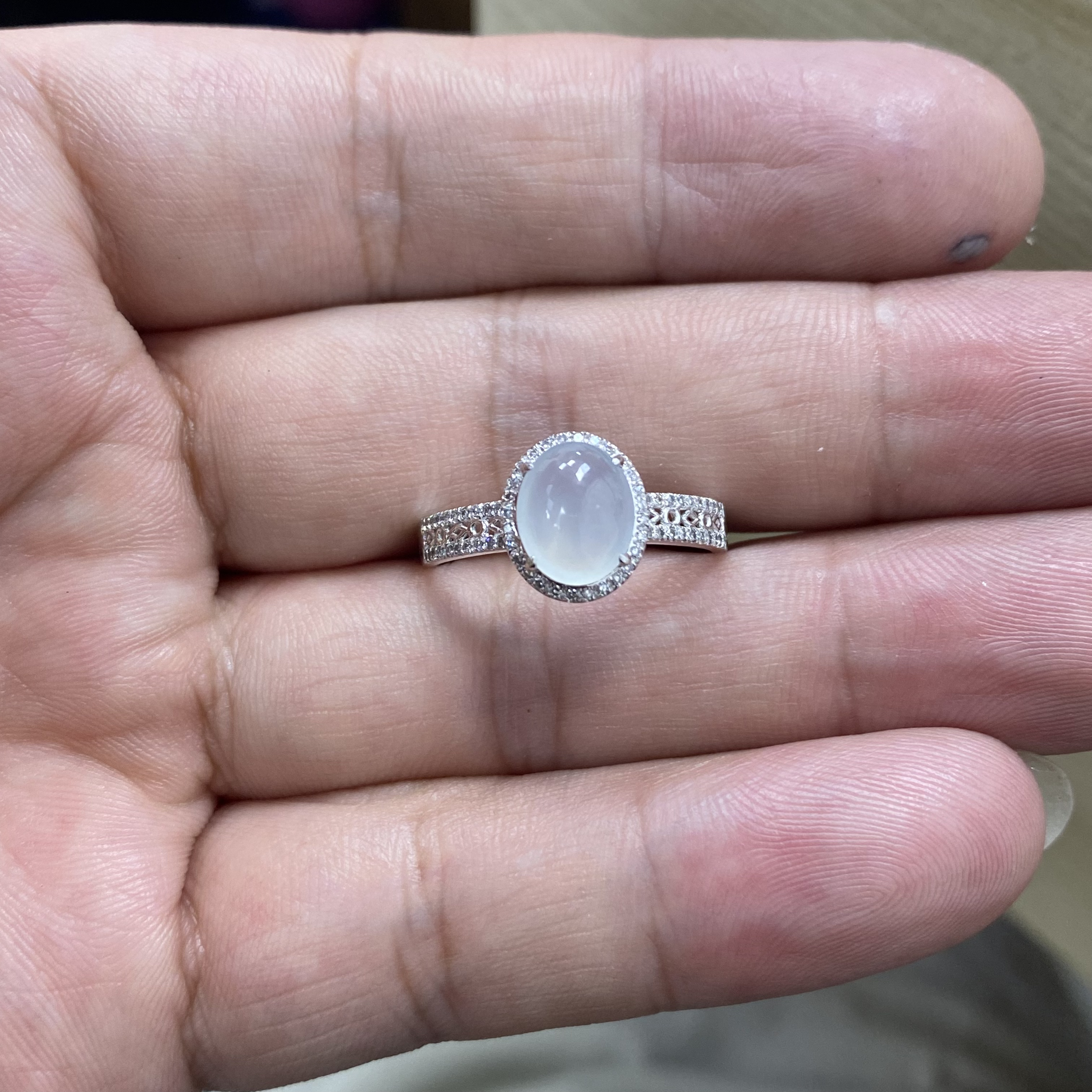 缅甸翡翠戒指，铂金950（材质）