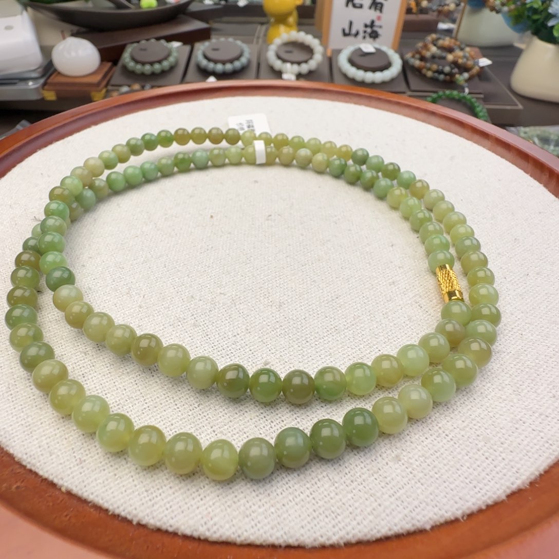 ****可和田玉未镶嵌手链卡6黑羊洞108，101