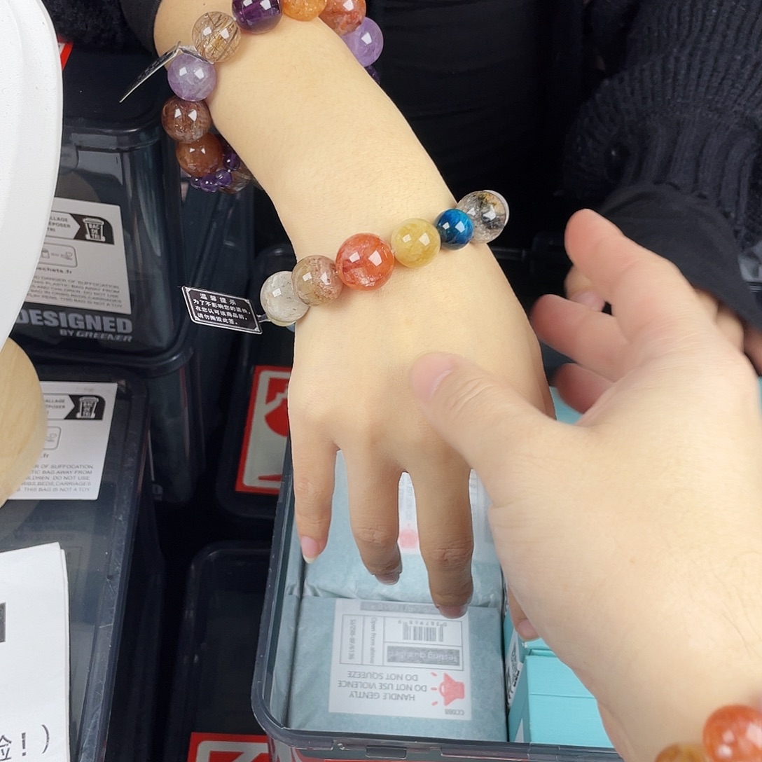 水晶银S925镀金镶嵌手串