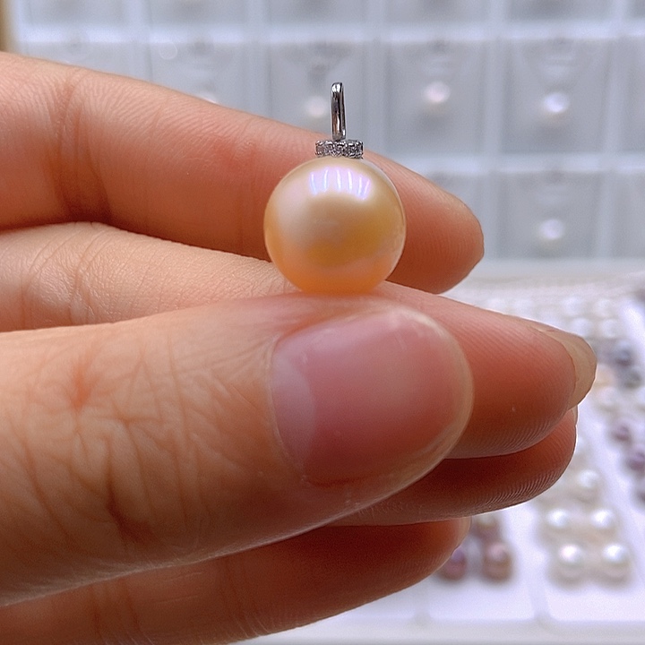 淡水珍珠银S925镶嵌吊坠(不含链)