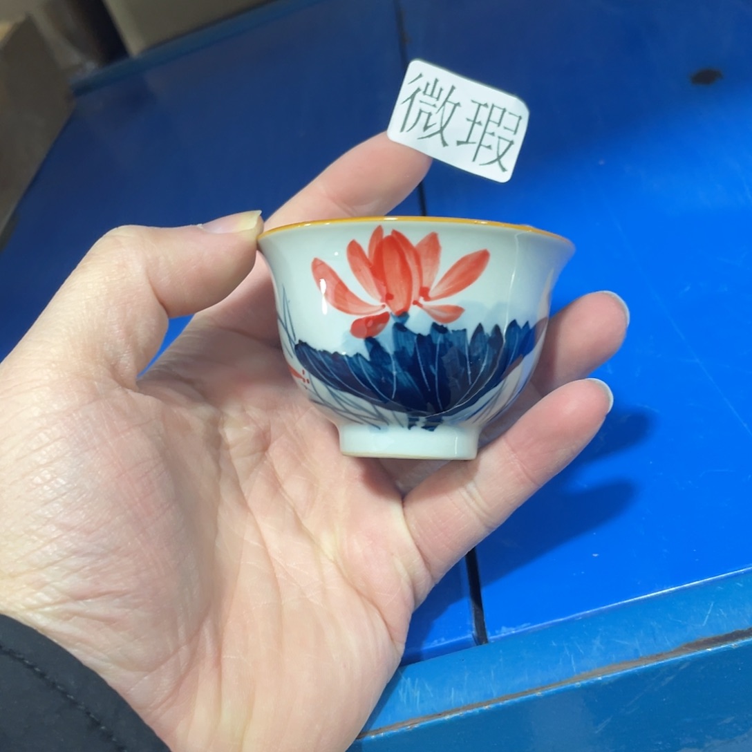 釉下手绘茶具微瑕