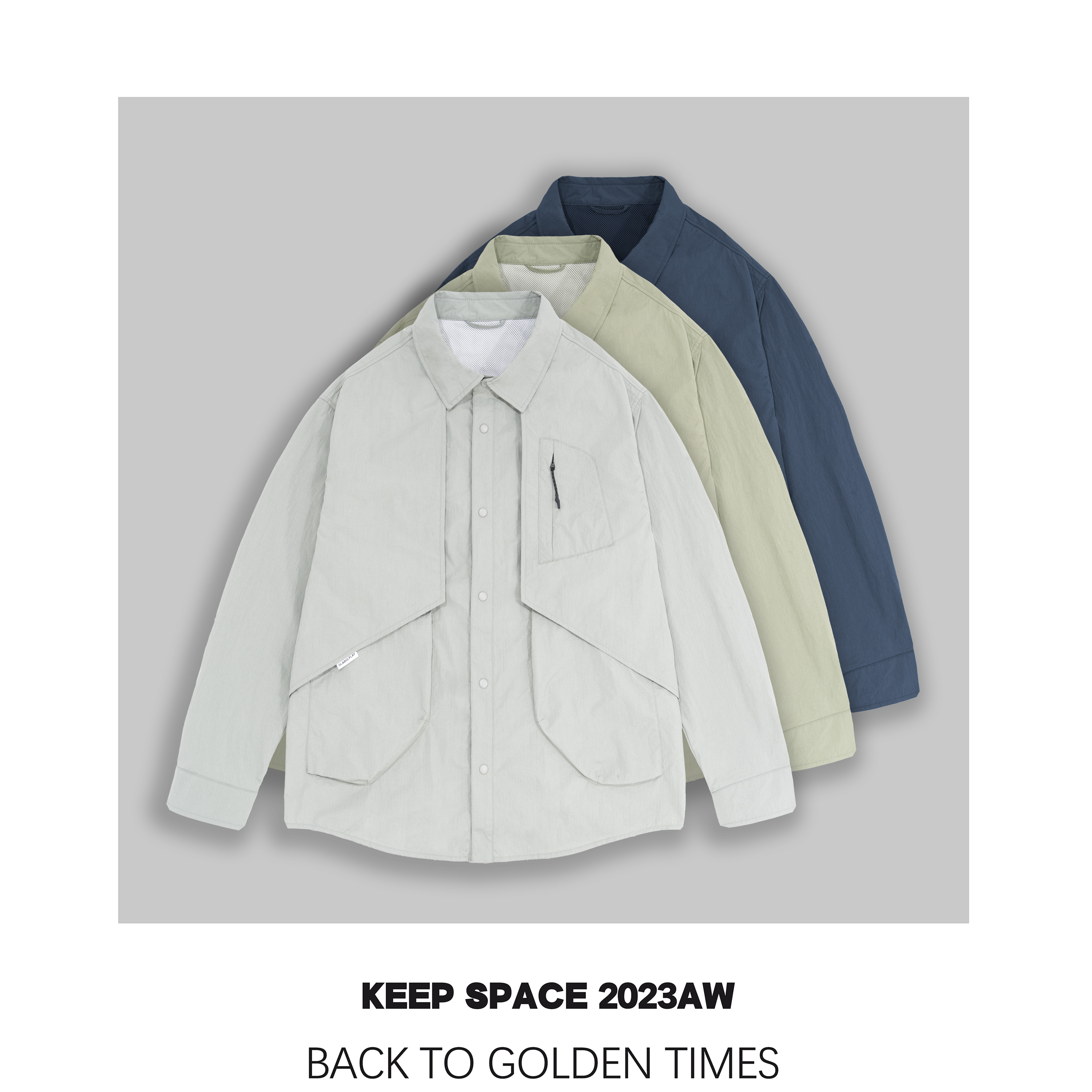 春夏薄款肌理感工装衬衣外套男百搭休闲翻领夹克24110#5079