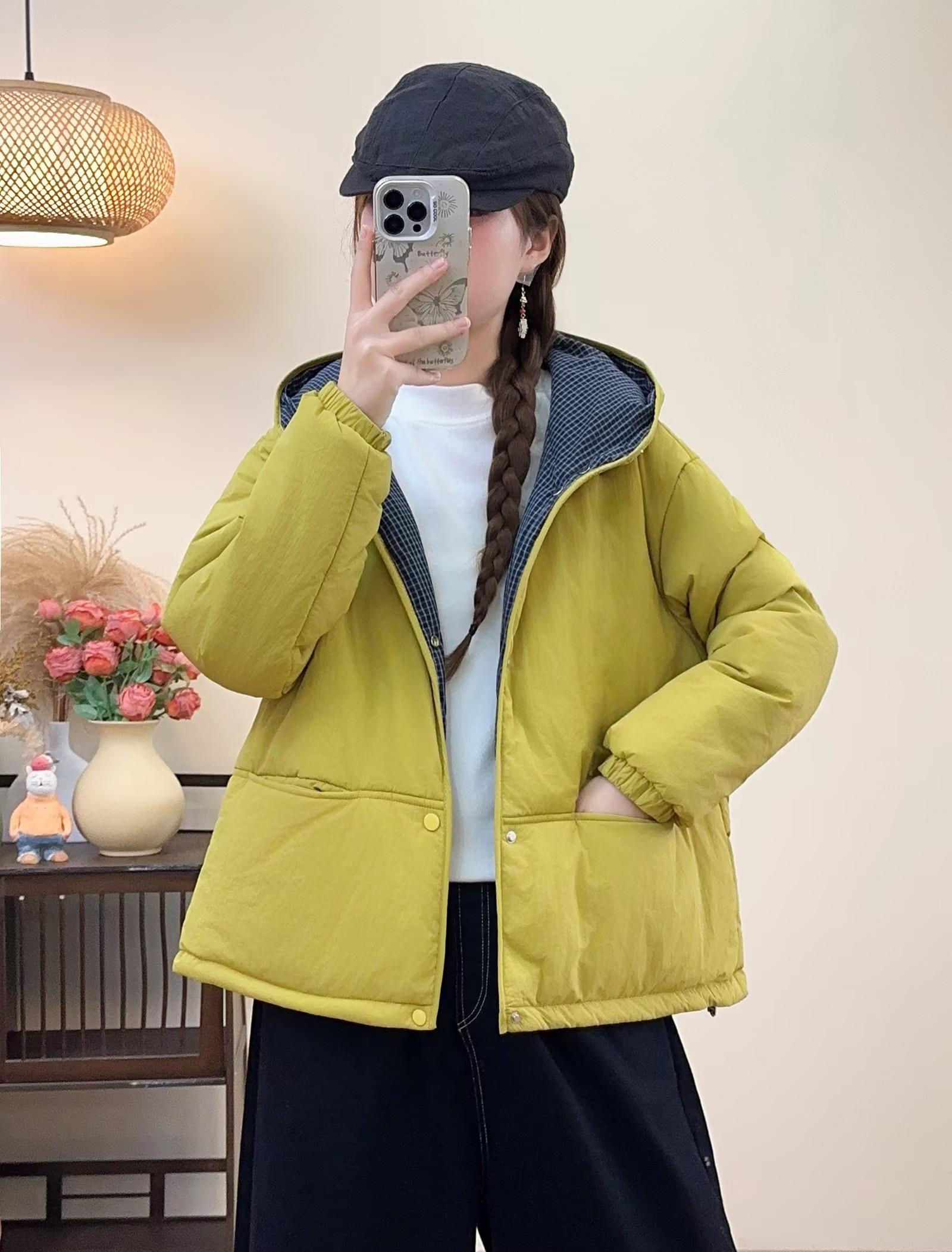 拼接外套情侣潮流连帽棉衣保暖百搭简约显瘦女大码棉服