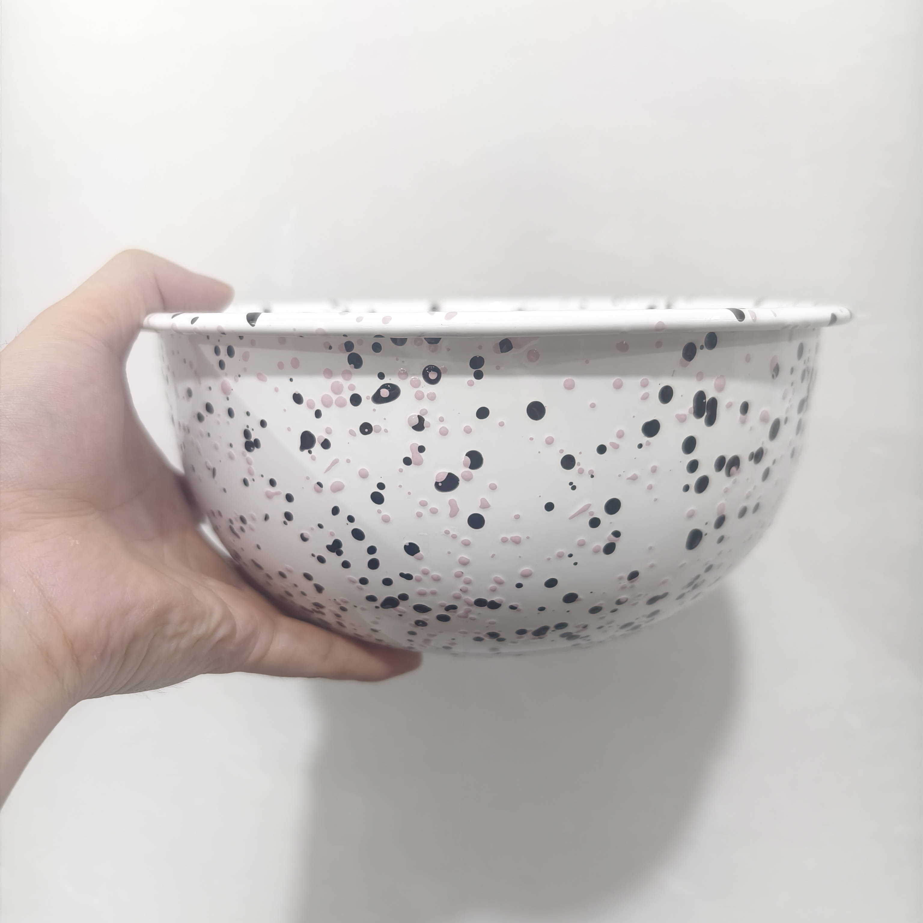 【大白专属】 26厘米 黑粉 内外泼墨 沙拉碗 和面盆 可加热 耐高温 