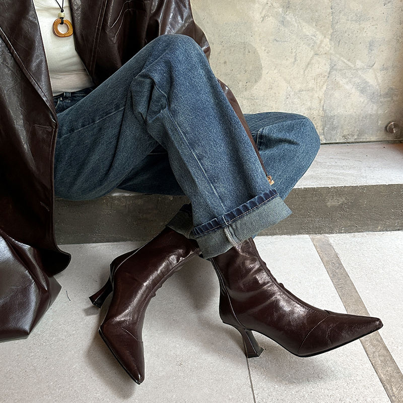 【令奢】33-40/跟高7.5cm/细跟尖头高跟瘦瘦靴显瘦方头百搭时装靴