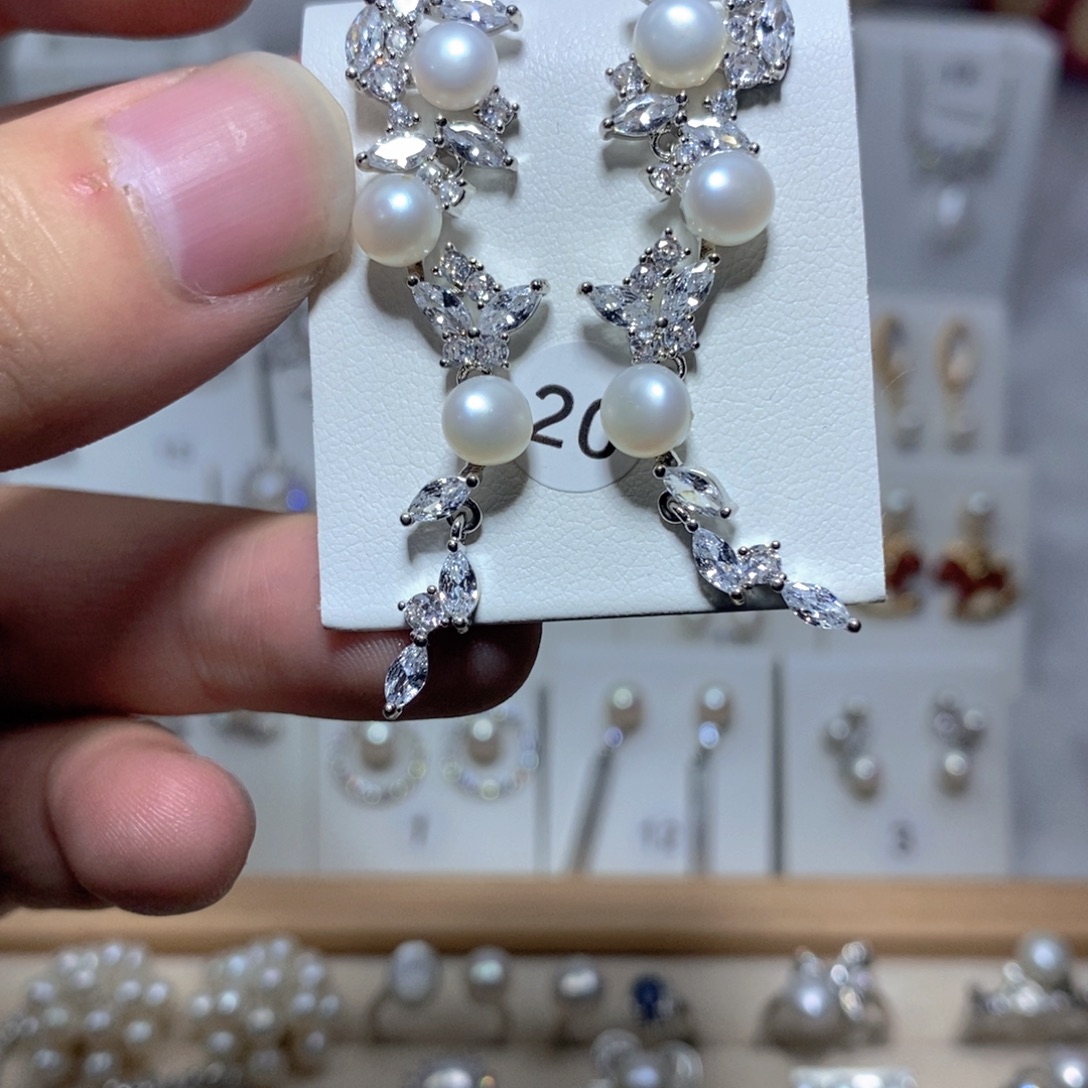 耳饰淡水珍珠银S925镶嵌