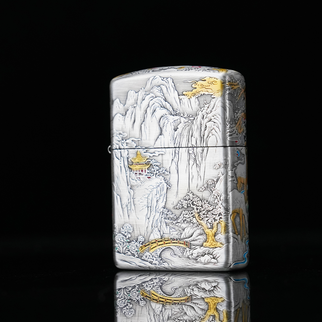 Zippo 芝宝盔甲机 国鹰皇山水画 商务办公随身火机