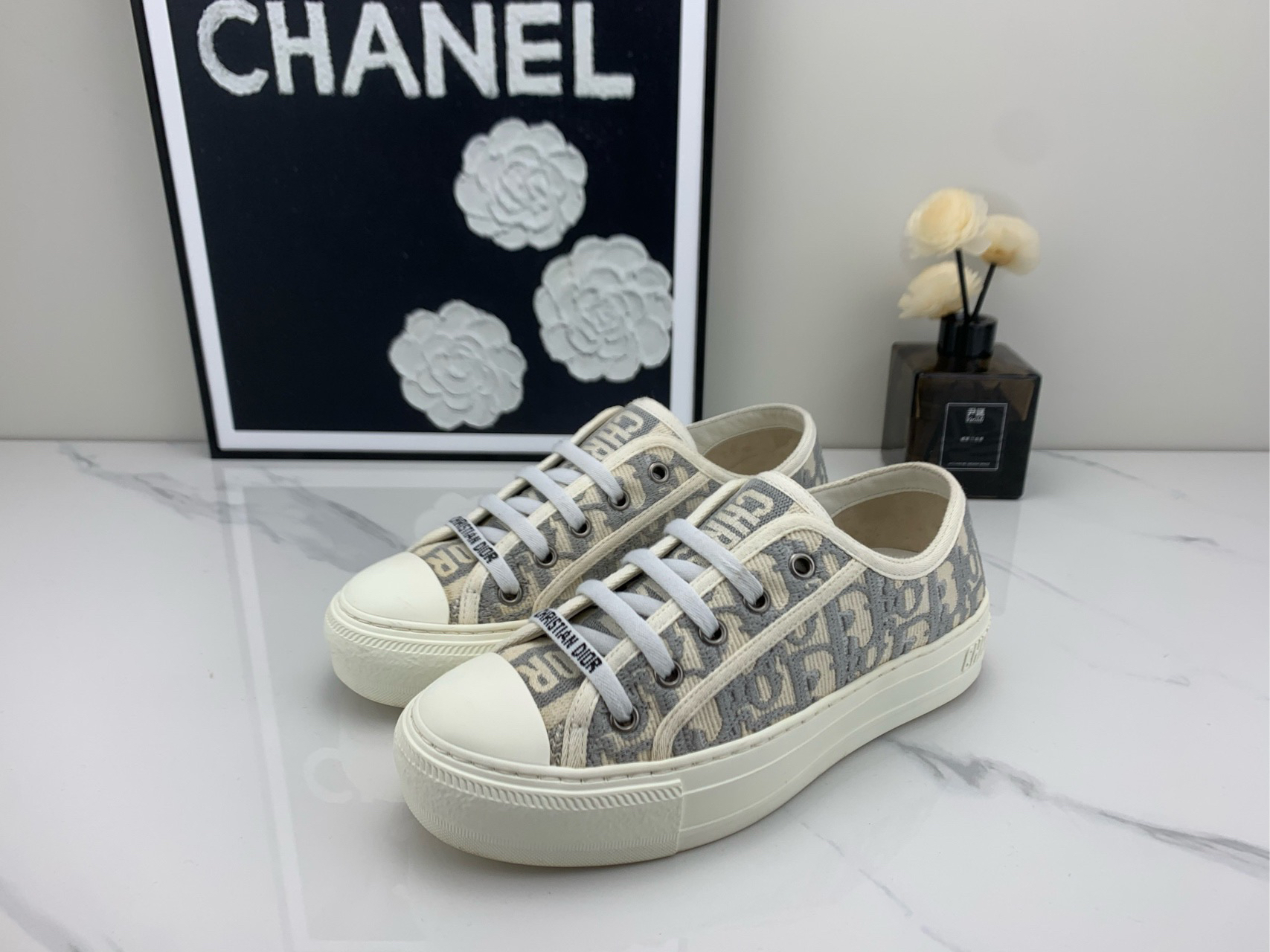 95新 DIOR/迪奥 灰色满印帆布鞋 34.5码/nn00026