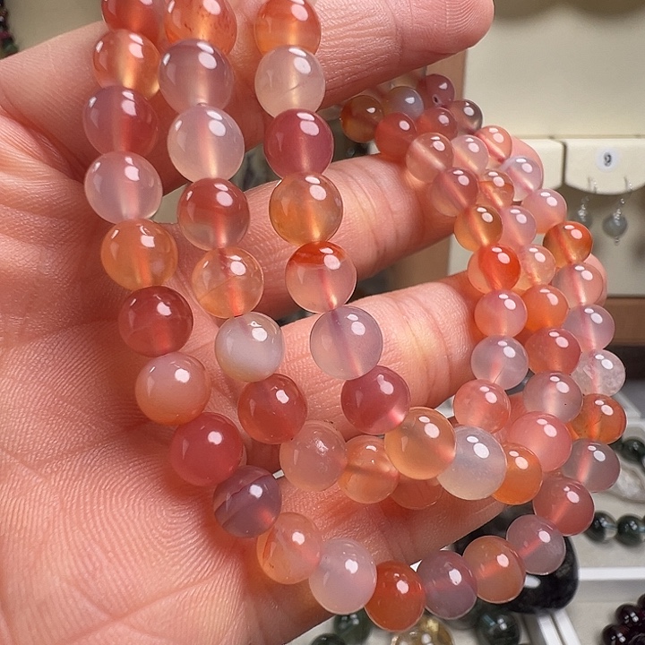 玛瑙/玉髓未镶嵌手链绕手三圈长链天然巴西糖果玛瑙