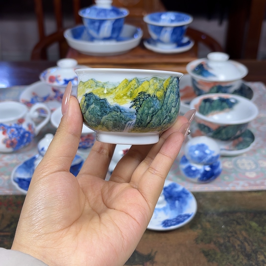 国一王老师手绘青绿山水