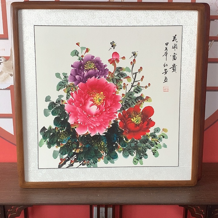 国画带框尺寸62✖️62手绘包邮