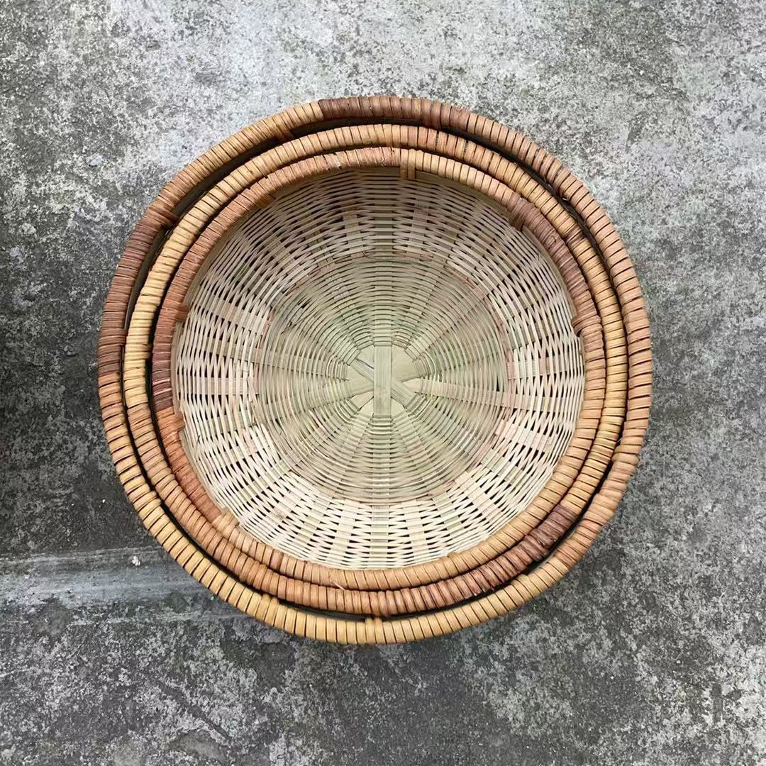 手工编织竹制藤条口青丝篮馒头筐收纳筐
